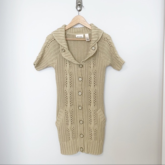 🛍HOST PICK 🛍- DKNY Beige Knit Tunic Button Down Sweater - SZ SM - Picture 2 of 6